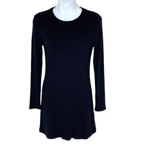 Reformation Jeans Black Ribbed Long Sleeve Mini Dress Women's Size S